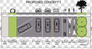 University1 1   Angle Parking Buffered Bike Lanes  HD Png Download