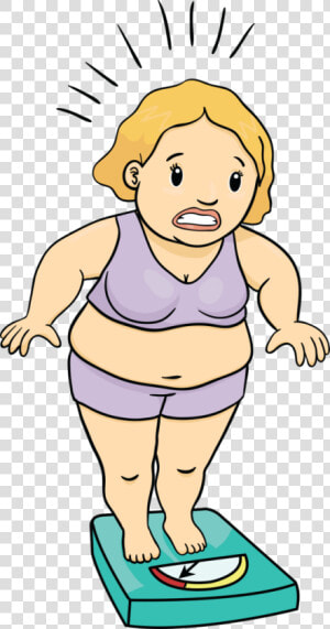 Shocked Woman Over Weight On Scale Cartoon   Weight Gain Cartoon  HD Png Download