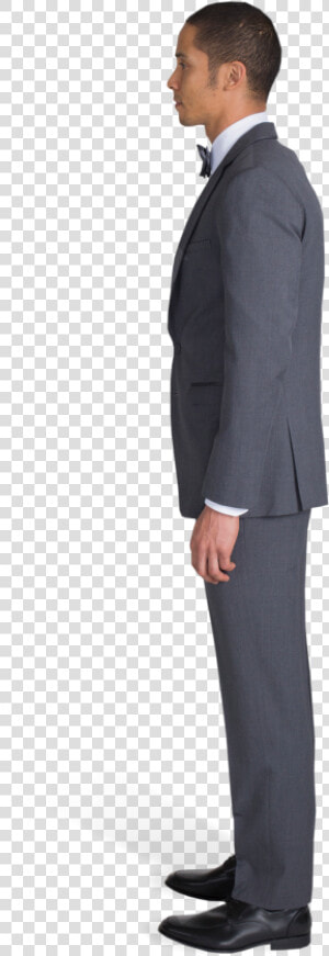 Charcoal Gray Notch Lapel Suit   Side View Of A Standing Person Png  Transparent Png