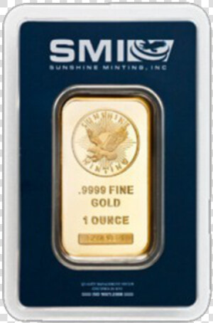 1 Oz Sunshine Mint Gold Bar Front   Gold Bar  HD Png Download