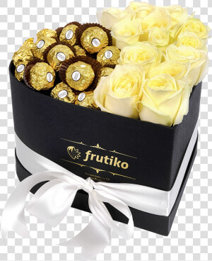 Heart Box White Rose Ferrero Rocher  HD Png Download