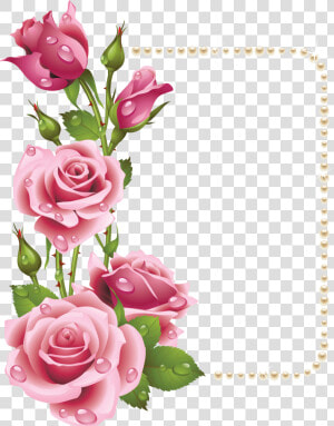 Large Transparent Frame With Pink Roses And Pearls   Happy Sunday Quotes In Urdu  HD Png Download