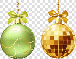 Transparent Christmas Ornament Clip Art   Yellow Green Christmas Balls  HD Png Download