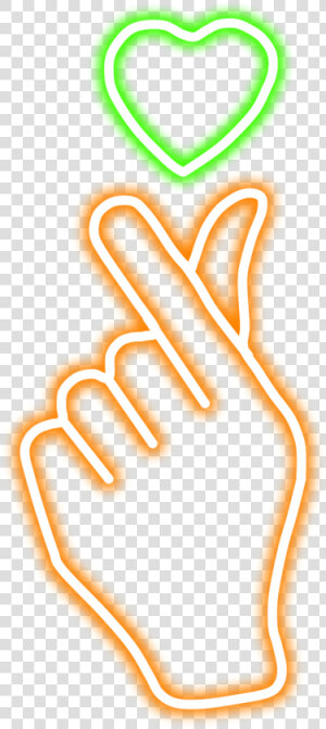  neon  glow  kpop  heart  orange  hand  freetoedit   Kpop Hand Heart Png  Transparent Png