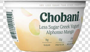 Chobani  Less Sugar Greek Alphonso Mango Low Fat Greek   Label  HD Png Download