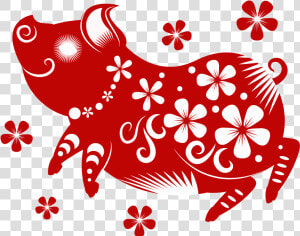 Happy Paper cut Pigs Celebrate New Year S Day   Chinese Cutting Paper Pig  HD Png Download