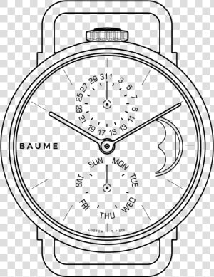 Custom Watch 35mm Moonphase   Line Art  HD Png Download