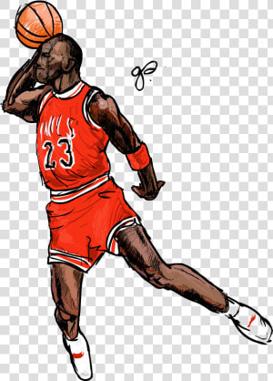 Jordan Cartoon Clipart Basketball Drawing Transparent   Michael Jordan Dunking Drawing  HD Png Download