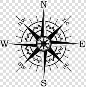 North Compass Rose   Black And White Compass Vector  HD Png Download