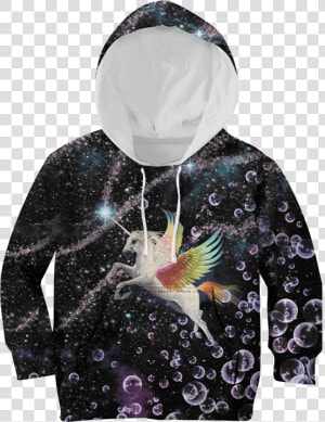 Gearhuman 3d Magical Unicorn Flying Into Galaxy Custom   Hoodie  HD Png Download