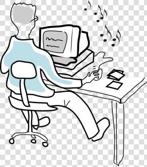 Computer User Burning Music Cds Svg Clip Arts   Clipart Listening To Music With Computer  HD Png Download