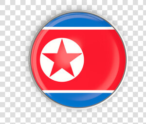 Round Button With Metal Frame   North Korea Flag Png  Transparent Png