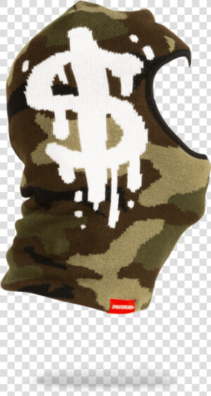 Sprayground  Camo Money Drip Ski Mask Ski Mask   Beanie  HD Png Download