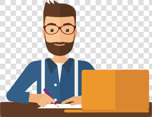 Person Taking Notes   Man With Laptop Vector Png  Transparent Png