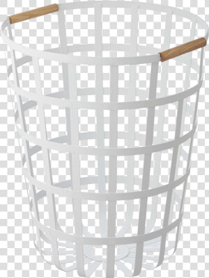 Yamazaki S Round White Laundry Basket With Wooden Handles   Round Laundry Basket Nz  HD Png Download