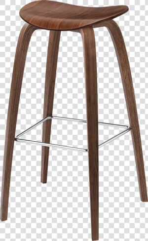 2d Barstool Wood Chrome Unupholstered Americanwalnut   Gubi 2d Barstol  HD Png Download