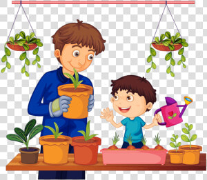 Clip Art Transparent Personnages Illustration Individu   Family Cleaning The Backyard Clipart  HD Png Download