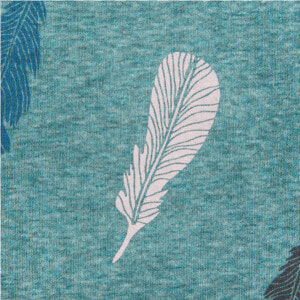 Cotton Fleece Jogging Printed Feathers Dusty Green   Illustration  HD Png Download