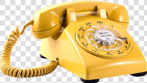 Yellow Rotatory Dial Phone   Telephone  HD Png Download