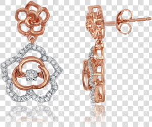 Enchanted Disney S Belle 14kt Rose Gold Diamond Rose   Earrings  HD Png Download