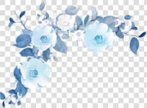  ftestickers  watercolor  flowers  border  corner  blue   Transparent Background Blue Watercolor Flowers  HD Png Download