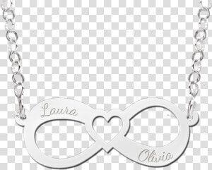 Silver Infinity Necklace With Two Names   Naamketting  HD Png Download