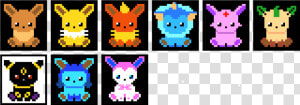 Pixel Art Eevee Evolutions  HD Png Download