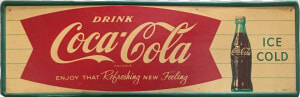 1963 Coca cola Fishtail Metal Tin Sign For Sale   Logo Coca Cola Vintage Png  Transparent Png