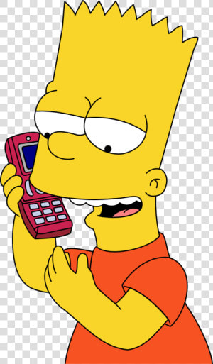 Bart Simpson Png   Bart Simpson On Phone  Transparent Png