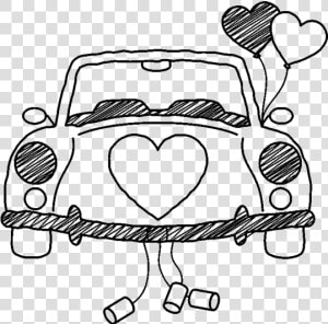 Vintage Just Married Car Clipart Black And White  amp    Just Married Car Cartoon  HD Png Download