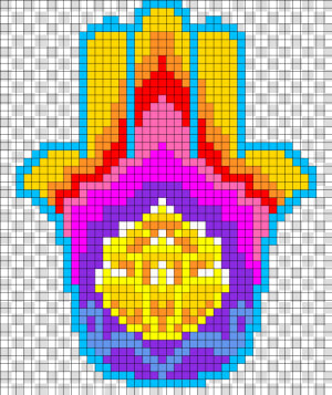 Hamsa Perler Bead Pattern   Bead Sprite   Punto De Cruz Mano De Fatima  HD Png Download