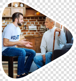 Two People Talking   Volunteer With An Old Man  HD Png Download