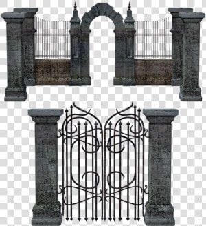 Gate  Portal  Entrance  Fence  Iron  Stone  Mausoleum   Clipart Black And White Lgate  HD Png Download