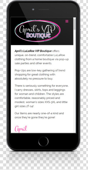 Website Design  amp  Development For April S Vip Lularoe   Smartphone  HD Png Download