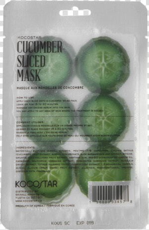 Therapy Sliced Mask Cucumber   Kocostar Cucumber Slice Mask  HD Png Download