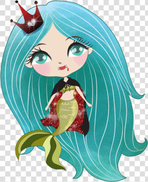  kawaii  cute  halloween  sirena  mermaid  vampiro   Illustration  HD Png Download