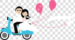 Wedding Vespa Kartun   Just Married Kartun  HD Png Download