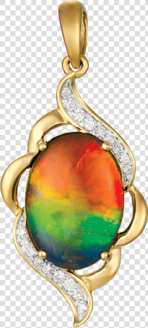 Indira 14k Yellow Gold Diamond Pendant By Korite Ammolite   Korite Ammolite Pendant With Diamonds  HD Png Download