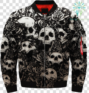 Skulls And Roses Over Print Jacket  tag Familyloves   Jacket  HD Png Download