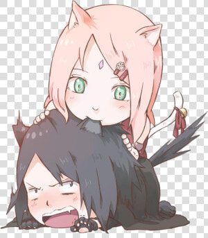  sasusaku  sakura  sasuke  sasukeuchiha  sakuraharuno   Sasuke Y Sakura Chibi  HD Png Download