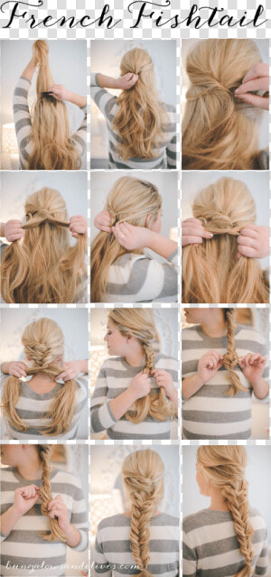 Fishtail Braid   Step By Step French Fishtail Braid  HD Png Download