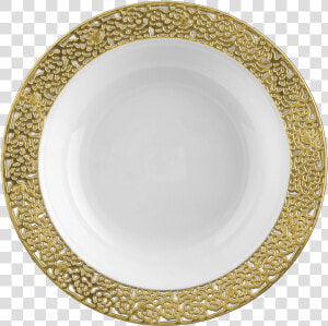 Elegant White With Gold Trim Plastic 12 Oz Soup Bowls   White Plate Gold Trim  HD Png Download