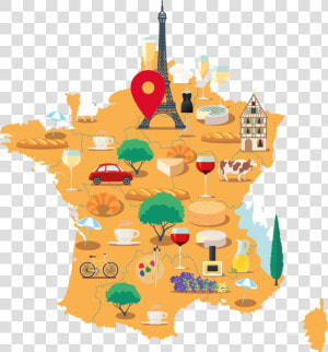 Map Of France With Its Landmarks  HD Png Download