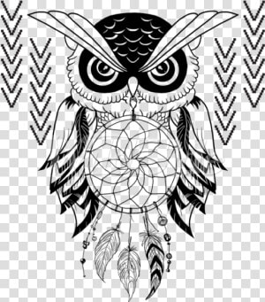 Distress Owl Dream Catcher   Owl Dream Catcher Drawing  HD Png Download