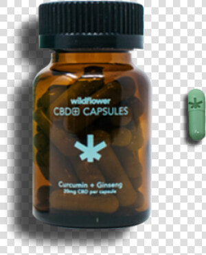 Flowertown Wildflower Cbd Capsules Curcumin Ginseng   Capsule  HD Png Download