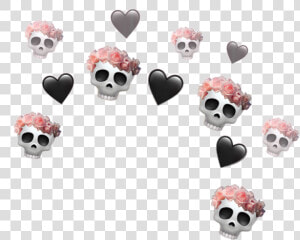  crown  skulls  flowers  hearts  tumblrcrown  aesthetic   Overlay Black Heart Crown Transparent  HD Png Download