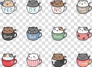 Cup Drawing Cat   Cat Drawing In A Mug  HD Png Download