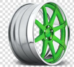 N370 Green Face Polished Lip Finish Wheels   Tire  HD Png Download