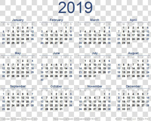 Full Year Calendar 2019  HD Png Download