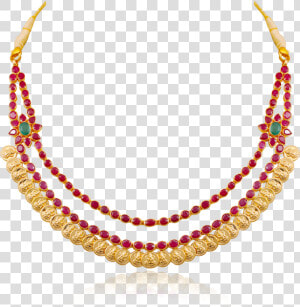 Ruby Emerald Kasu Malai Necklace   Half Locket Of Love  HD Png Download